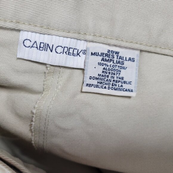 Cabin Creek Womens Pants 20W Plus Capri Beige Cotton Zip Fly Pockets CAP27E - Picture 7 of 8